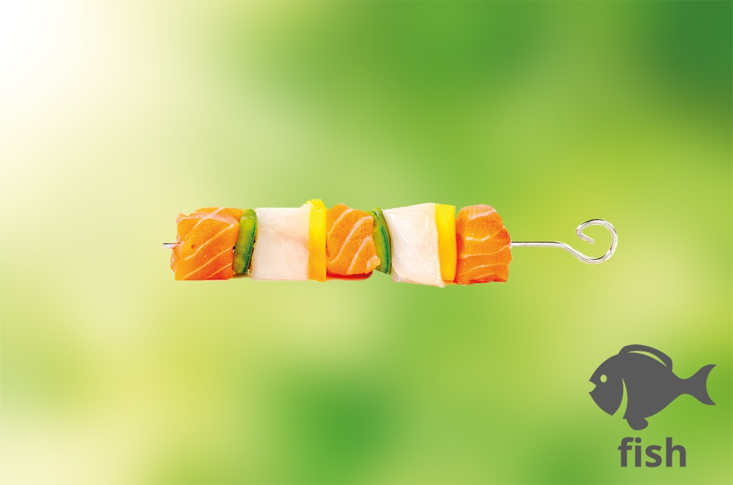 brochette met vis en paprika